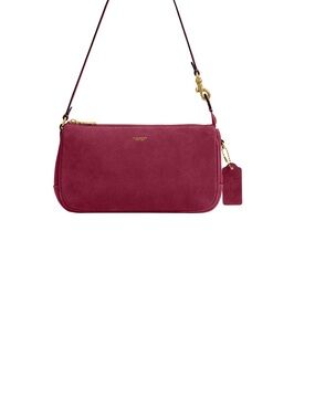 Coach Suede Crossbody Bag in Berry Red with Gold Hardware
